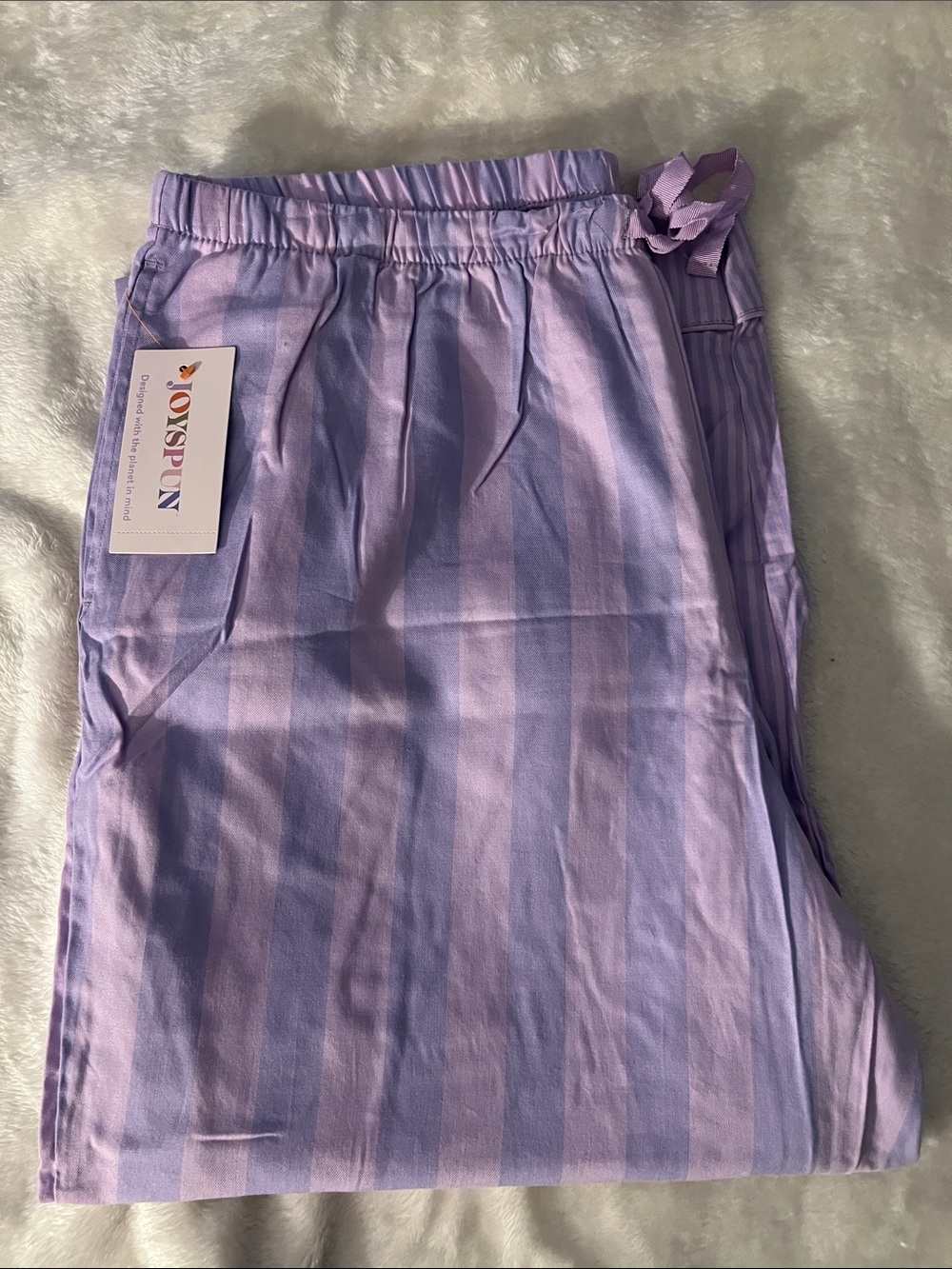 JOYSPUN 😴 LAVENDER PURPLE/PINK STRIPED CROPPED LOUNGE/PAJAMA PANT BOTTOMS Size L